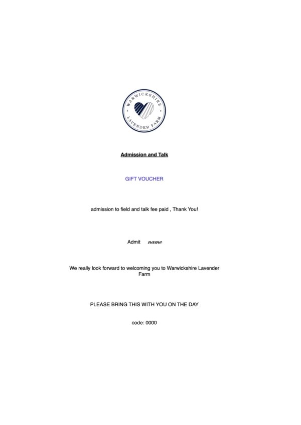 Gift Voucher for Talk and field visit